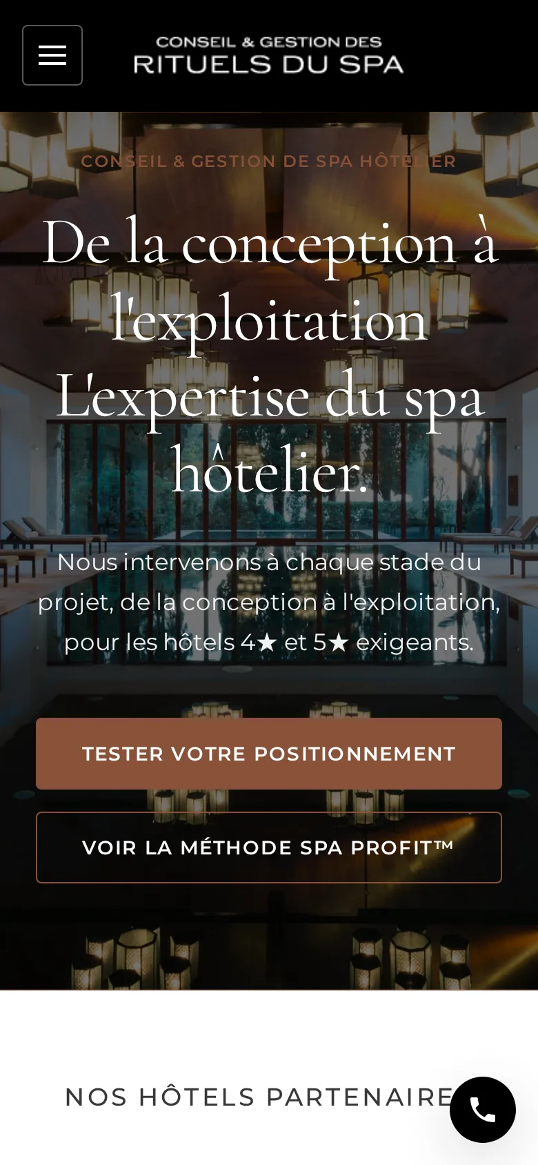 Page d'accueil de gestion-rituels-spa.fr sur téléphone